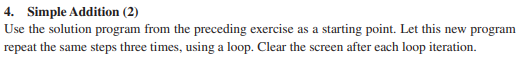 Solved 4. Simple Addition (2) Use the solution program from | Chegg.com