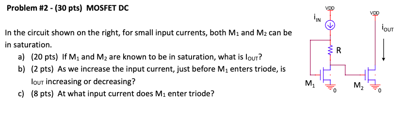 Solved Problem #2 - (30 pts) MOSFET DC VDD VDD IN HOUT ER In | Chegg.com
