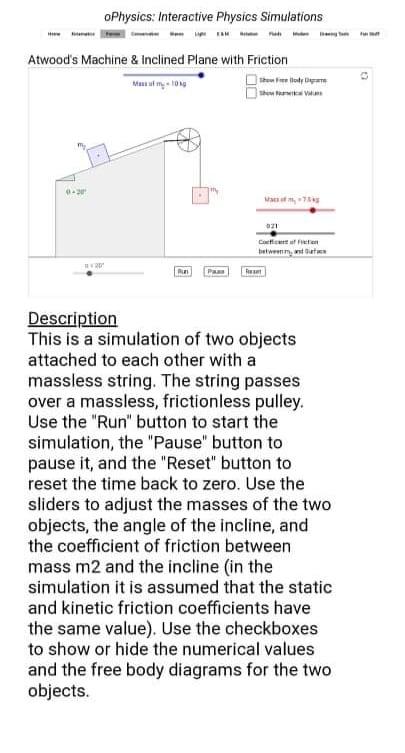 OPhysics: Interactive Physics Simulations Atwood's | Chegg.com