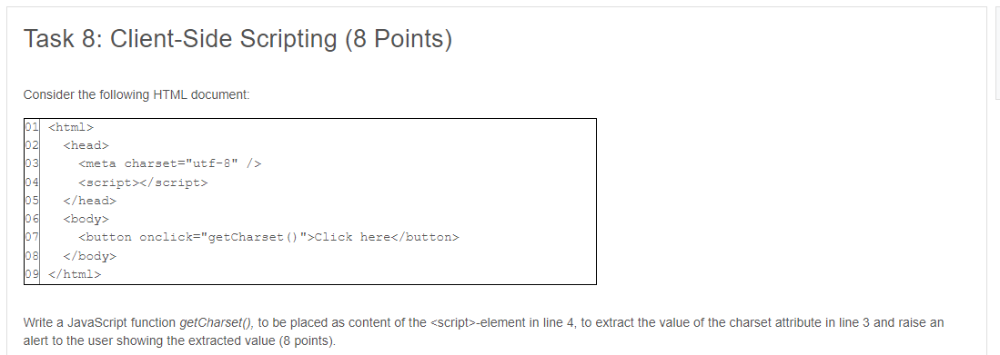 Solved Task 8: Client-Side Scripting (8 Points) Consider the | Chegg.com