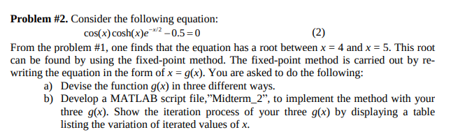 Solved Problem #2. Consider the following equation: | Chegg.com