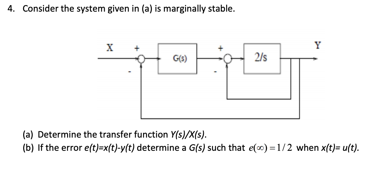 Solved 4. Consider the system given in (a) is marginally | Chegg.com