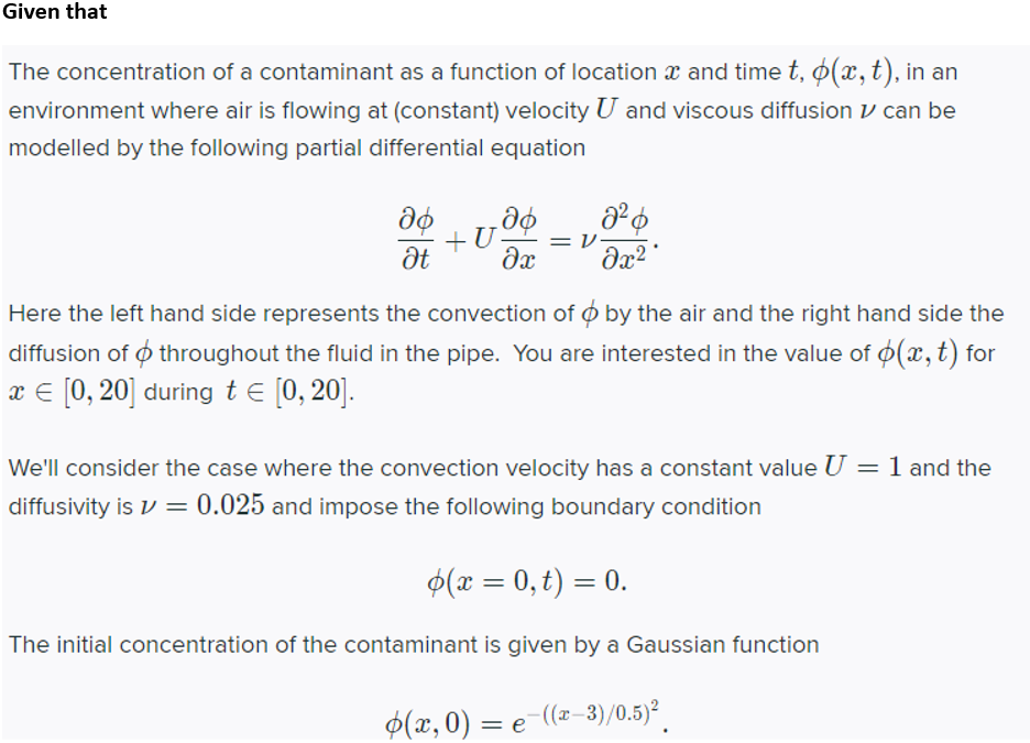 Solved Given that The concentration of a contaminant as a | Chegg.com