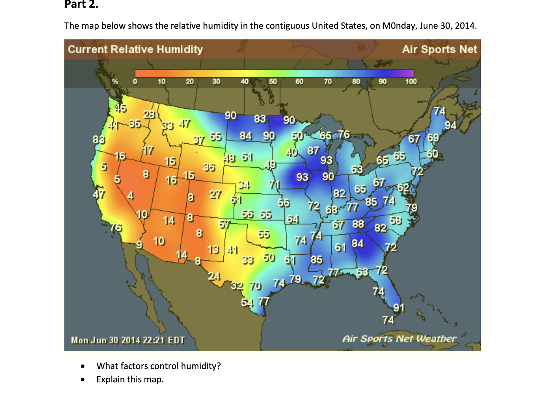 Relative Humidity World Map