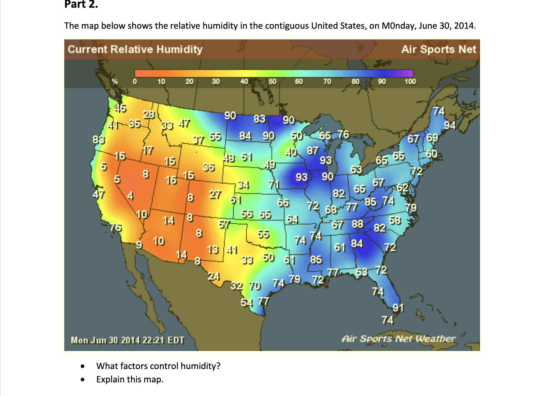 relative humidity world map