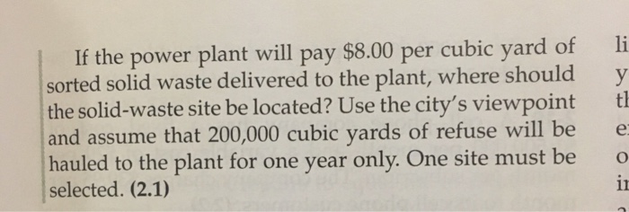 Solved 2-4. A Municipal Solid-waste Site For A City Mus Be | Chegg.com