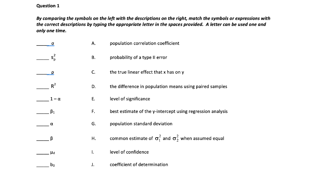 Solved Question 1 By Comparing The Symbols On The Left With | Chegg.com