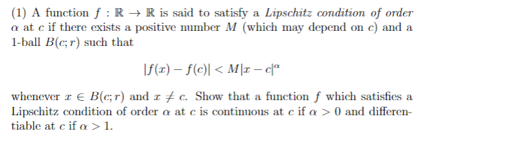 Solved 1 A Function F R→r Is Said To Satisfy A Lipschitz