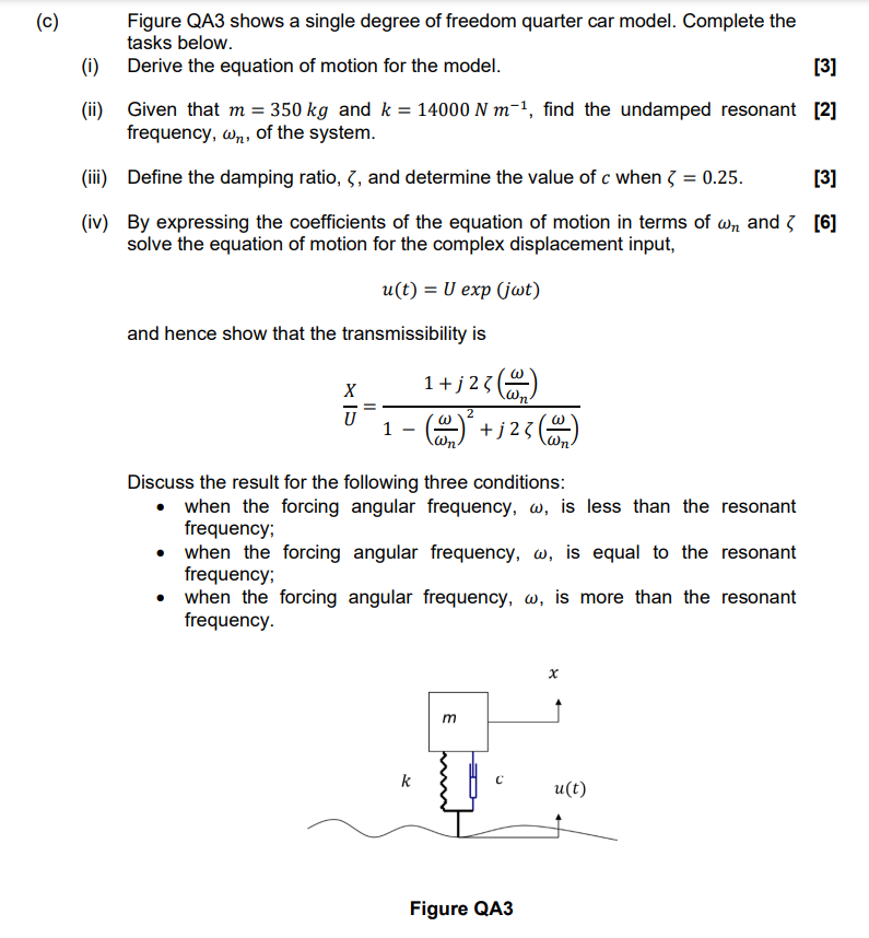 Solved (c) Figure QA3 shows a single degree of freedom | Chegg.com