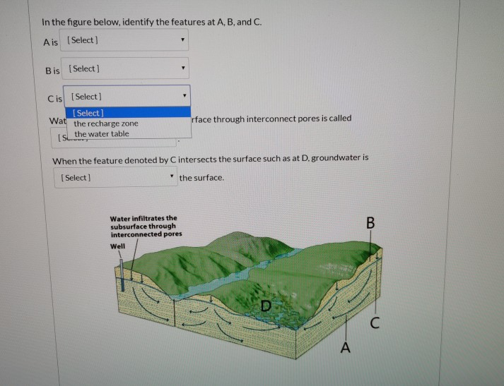 Solved In the figure below, identify the features at A, B, | Chegg.com