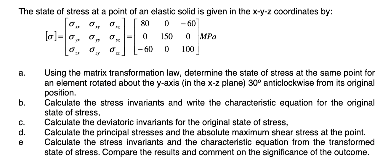 Solved The state of stress at a point of an elastic solid is | Chegg.com
