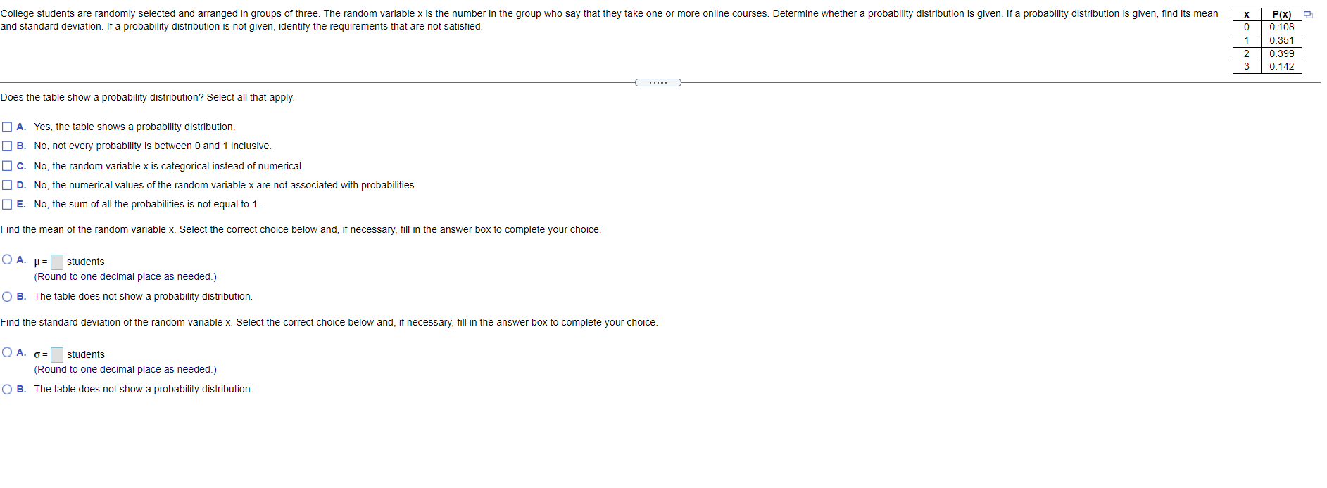 Solved X College students are randomly selected and arranged | Chegg.com