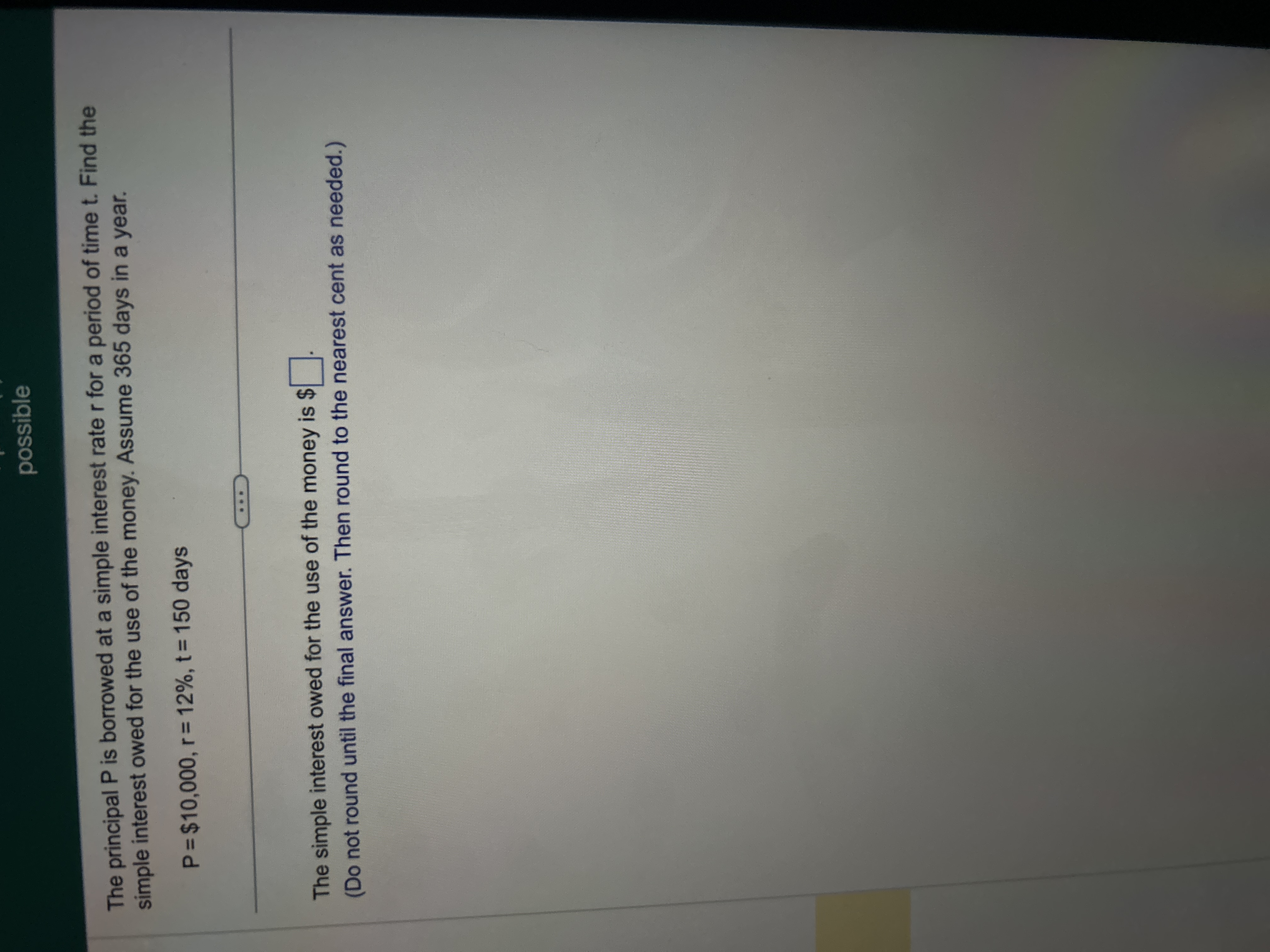 Solved The principal P is borrowed at a simple interest rate | Chegg.com