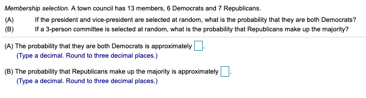 Solved Membership Selection. A Town Council Has 13 Members, | Chegg.com