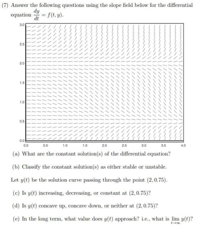 Solved (7) Answer the following questions using the slope | Chegg.com