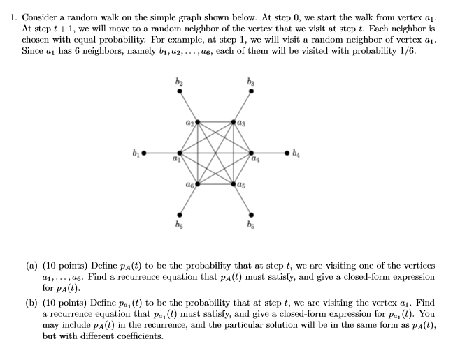 Consider a random walk on the simple graph shown | Chegg.com