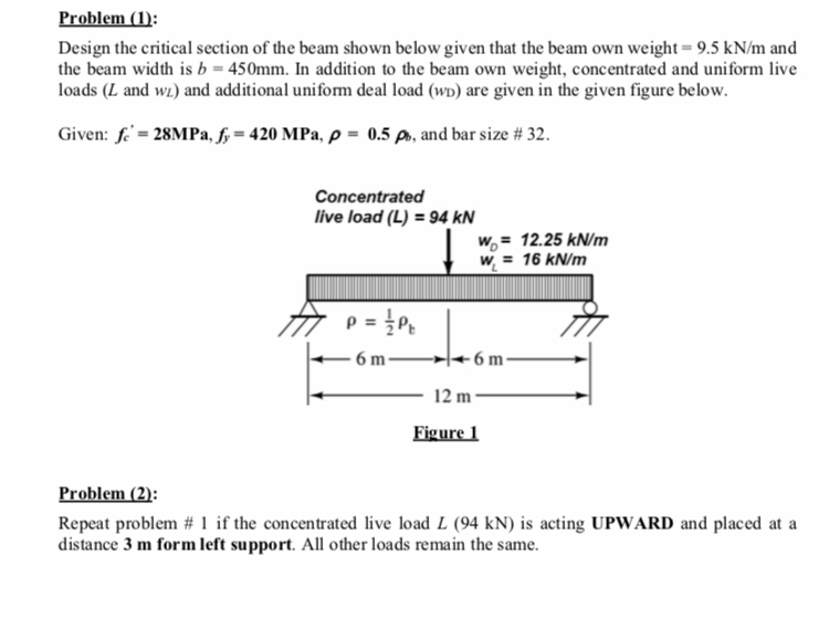 Solved ProblemD Design the critical section of the beam | Chegg.com
