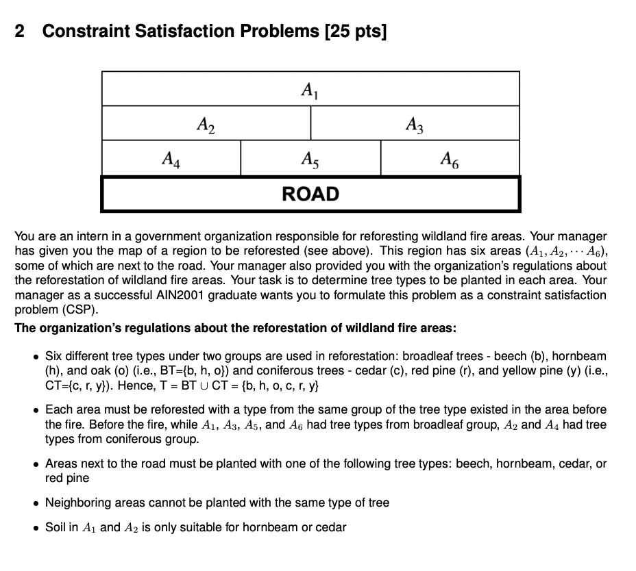 Solved 2 Constraint Satisfaction Problems [25 pts] You are | Chegg.com