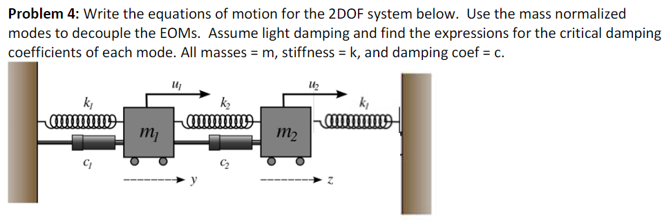 Solved Problem 4: Write the equations of motion for the 2DOF | Chegg.com