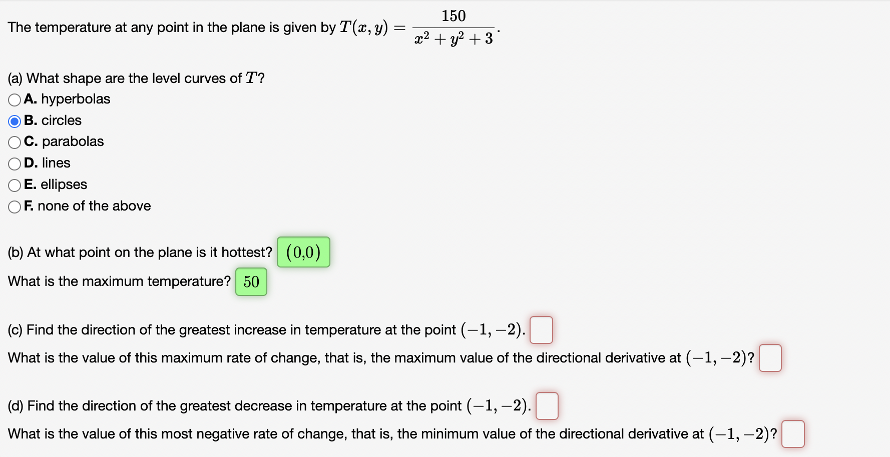 Solved The temperature at any point in the plane is given by | Chegg.com