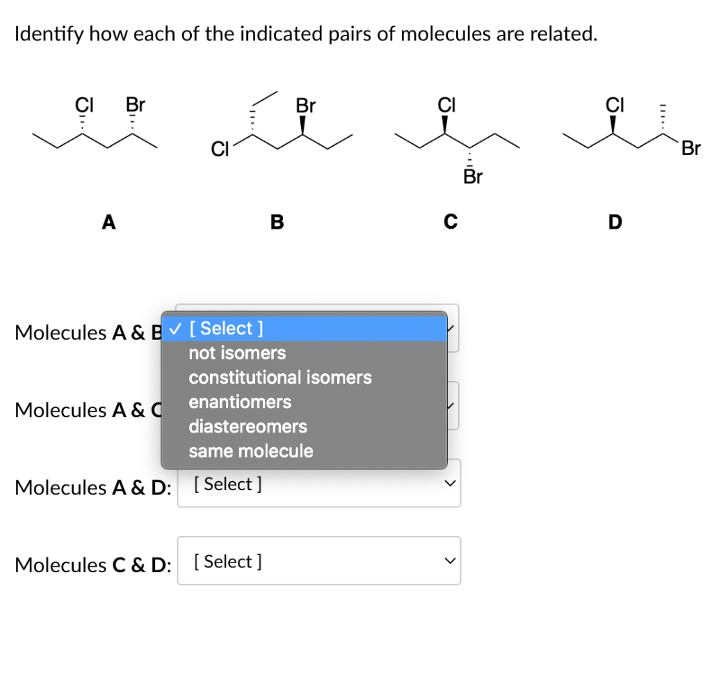Solved Identify how each of the indicated pairs of molecules | Chegg.com