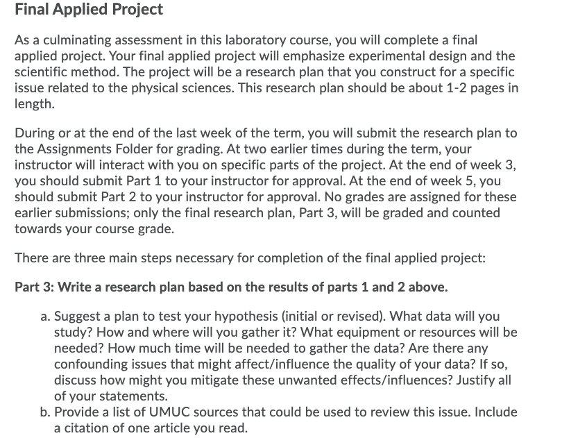Solved Final Applied Project As a culminating assessment in | Chegg.com
