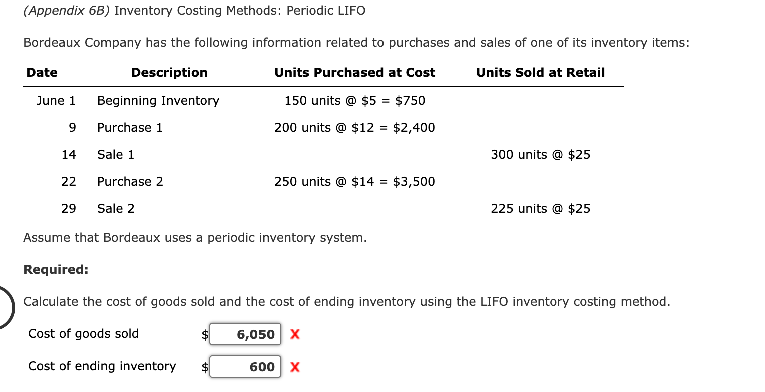 Solved (Appendix 6B) Inventory Costing Methods: Periodic | Chegg.com