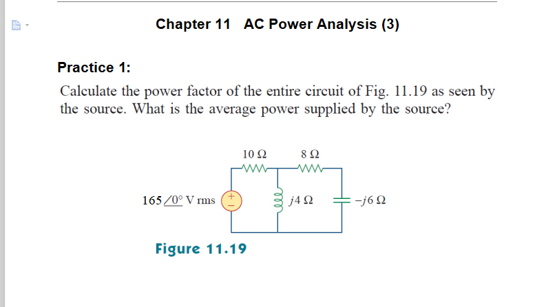 Solved Chapter 11 Ac Power Analysis (2) Practice 1: For The 