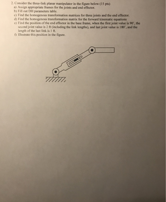 Solved 2. Consider the three-link planar manipulator in the | Chegg.com
