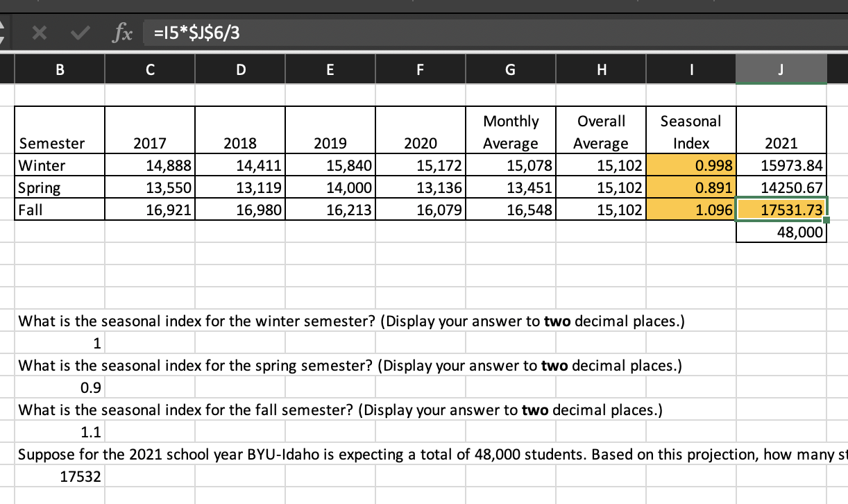 Solved FC.72 Enrollment numbers at BYU-Idaho over the last | Chegg.com