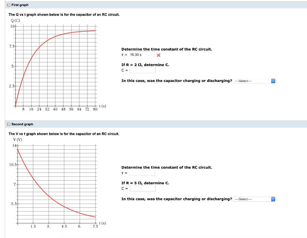 Solved First Graph The Q Vs T Graph Shown Below Is For The Chegg Com