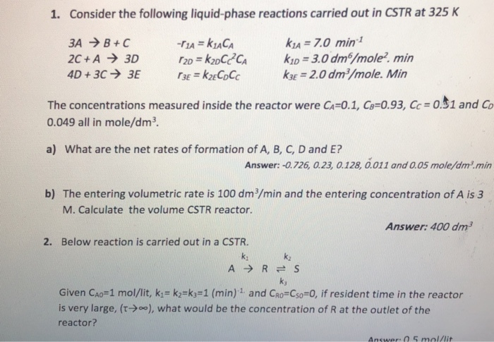 Solved Consider the following liquid-phase reactions carried | Chegg.com