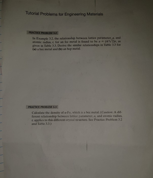 Solved Tutorial Problems for Engineering Materials PRACTICE | Chegg.com