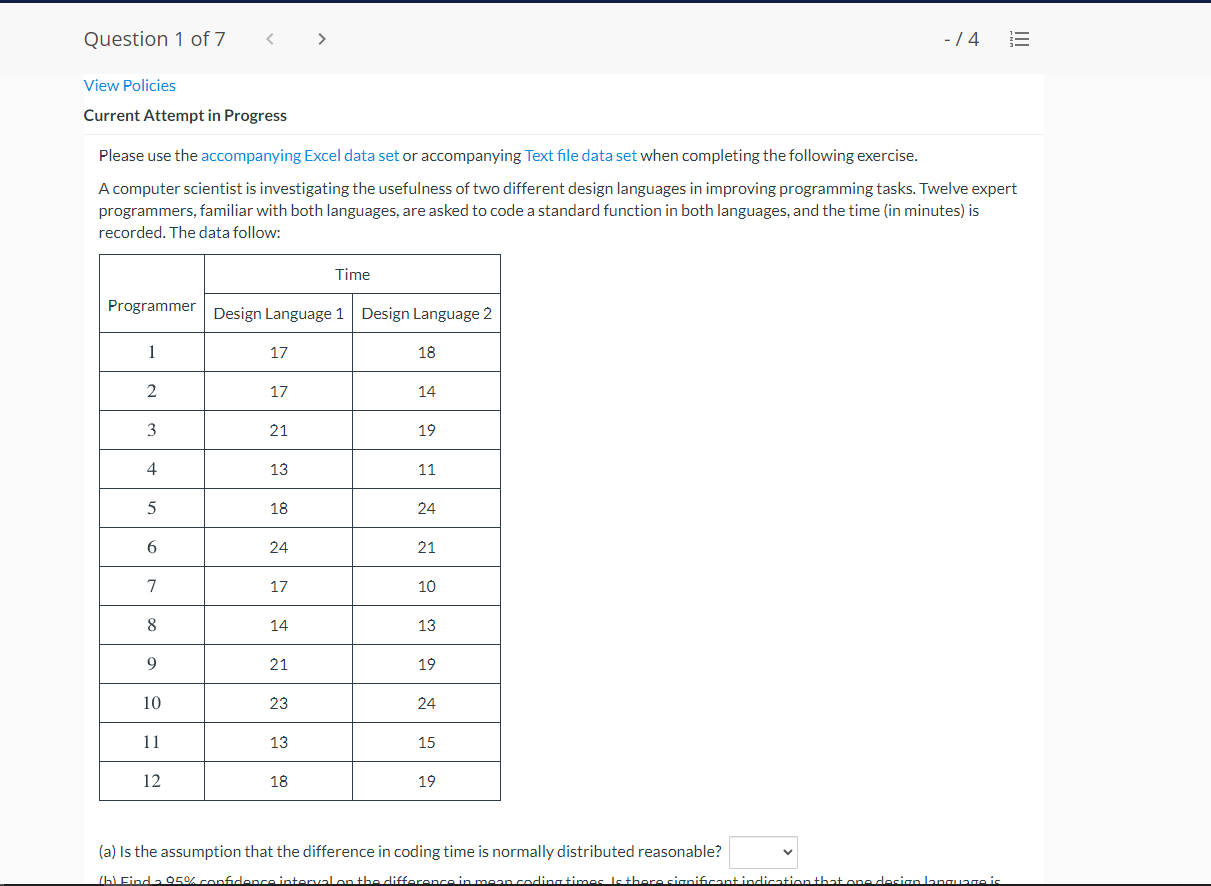 Solved Question 1 of 7 -/4 III View Policies Current | Chegg.com