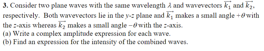 Solved 3. Consider two plane waves with the same wavelength | Chegg.com