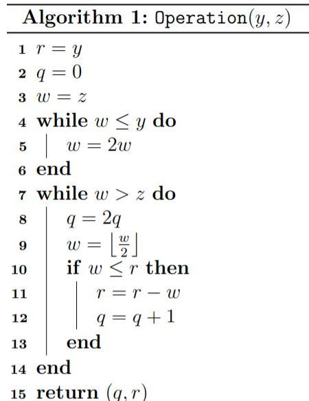 Solved Explain What The Algorithm 1 Operation Y Z Chegg Com