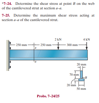 Solved *7-24. Determine the shear stress at point B on the | Chegg.com