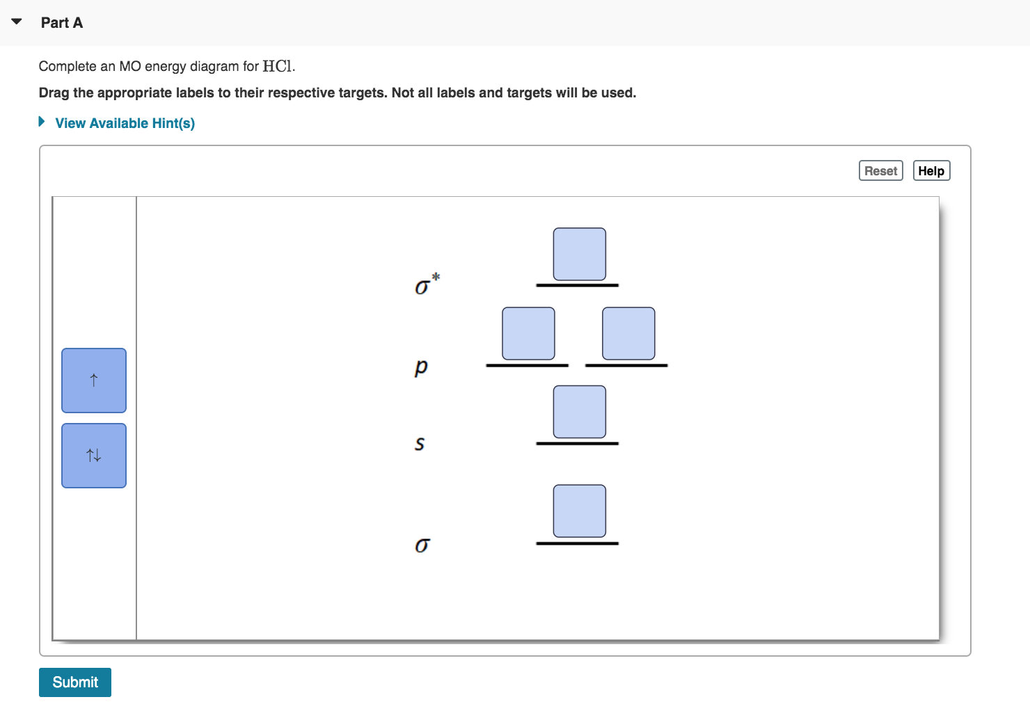 Solved Complete an MO energy diagram for HClHCl. Drag the | Chegg.com
