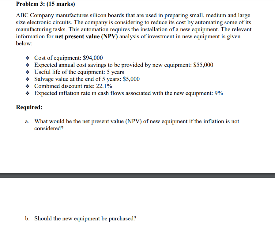 Solved Problem 3: (15 marks) ABC Company manufactures | Chegg.com