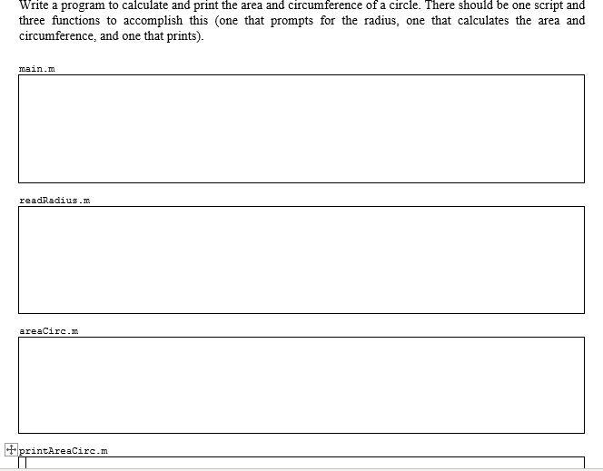Solved Write a program to calculate and print the area and | Chegg.com