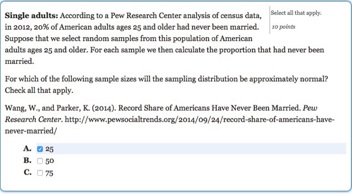 Solved Single Adults: According To A Pew Research Center | Chegg.com