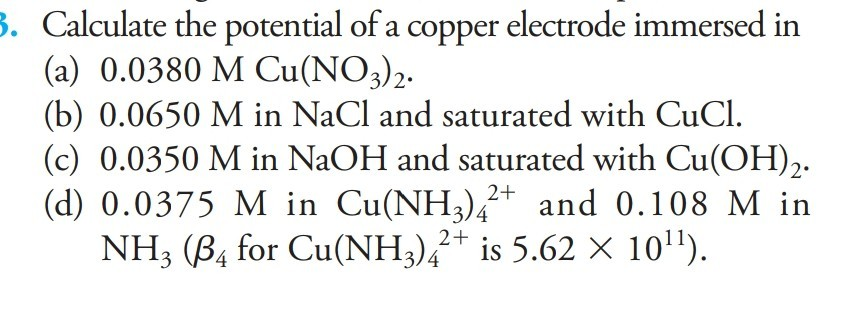 Solved Calculate The Potential Of A Copper Electrode