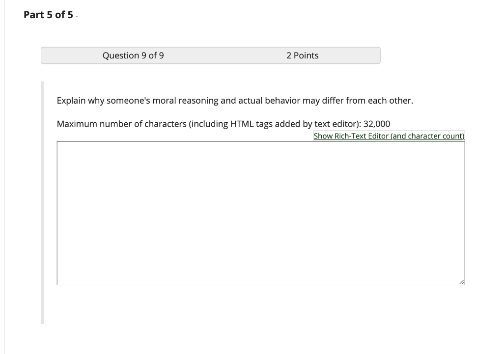 Solved Part 5 of 5 - Question 9 of 9 2 Points Explain why | Chegg.com