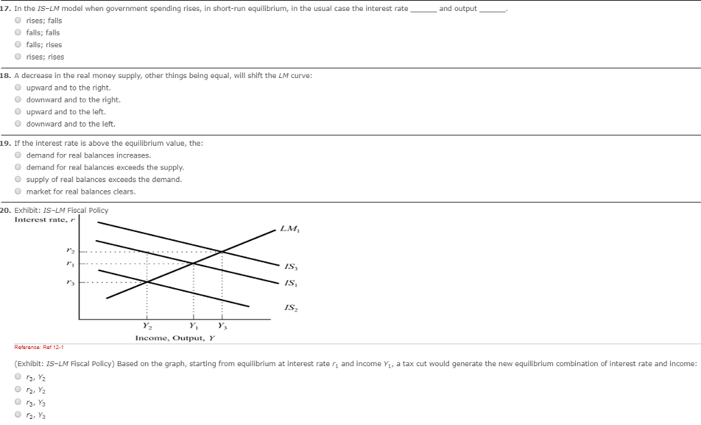 Solved 17. In the IS-LM model when government spending | Chegg.com