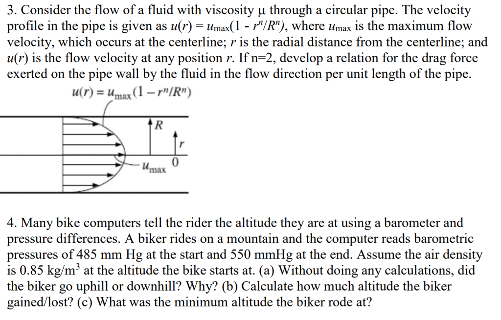 Solved 3. Consider the flow of a fluid with viscosity μ | Chegg.com