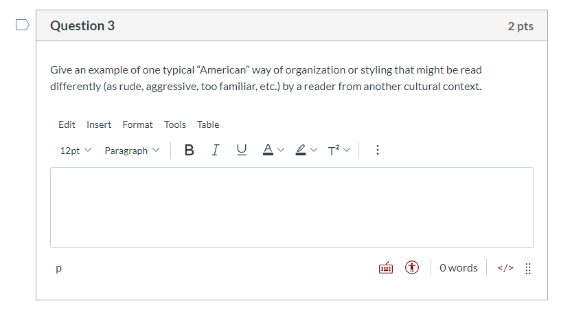 Solved Question 3 2 pts Give an example of one typical | Chegg.com