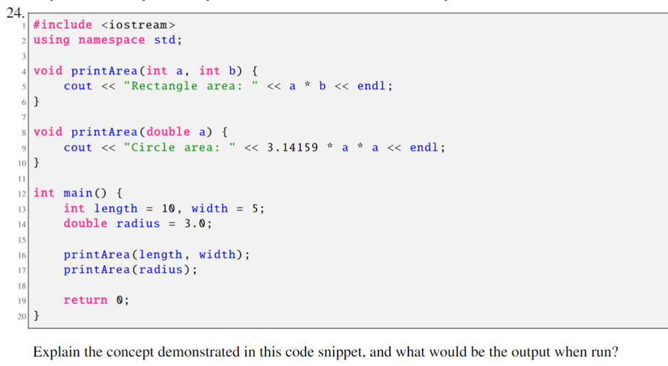 Solved 24. Explain the concept demonstrated in this code | Chegg.com