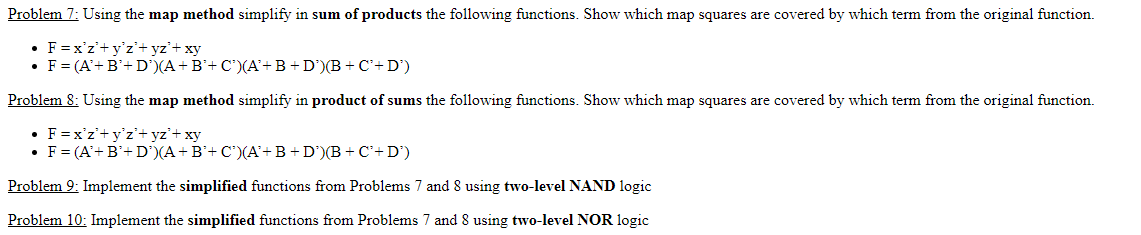 Solved Problem 7: Using the map method simplify in sum of | Chegg.com