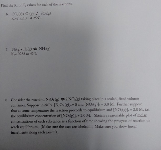 Solved Find the Kc or Kp values for each of the reactions. | Chegg.com