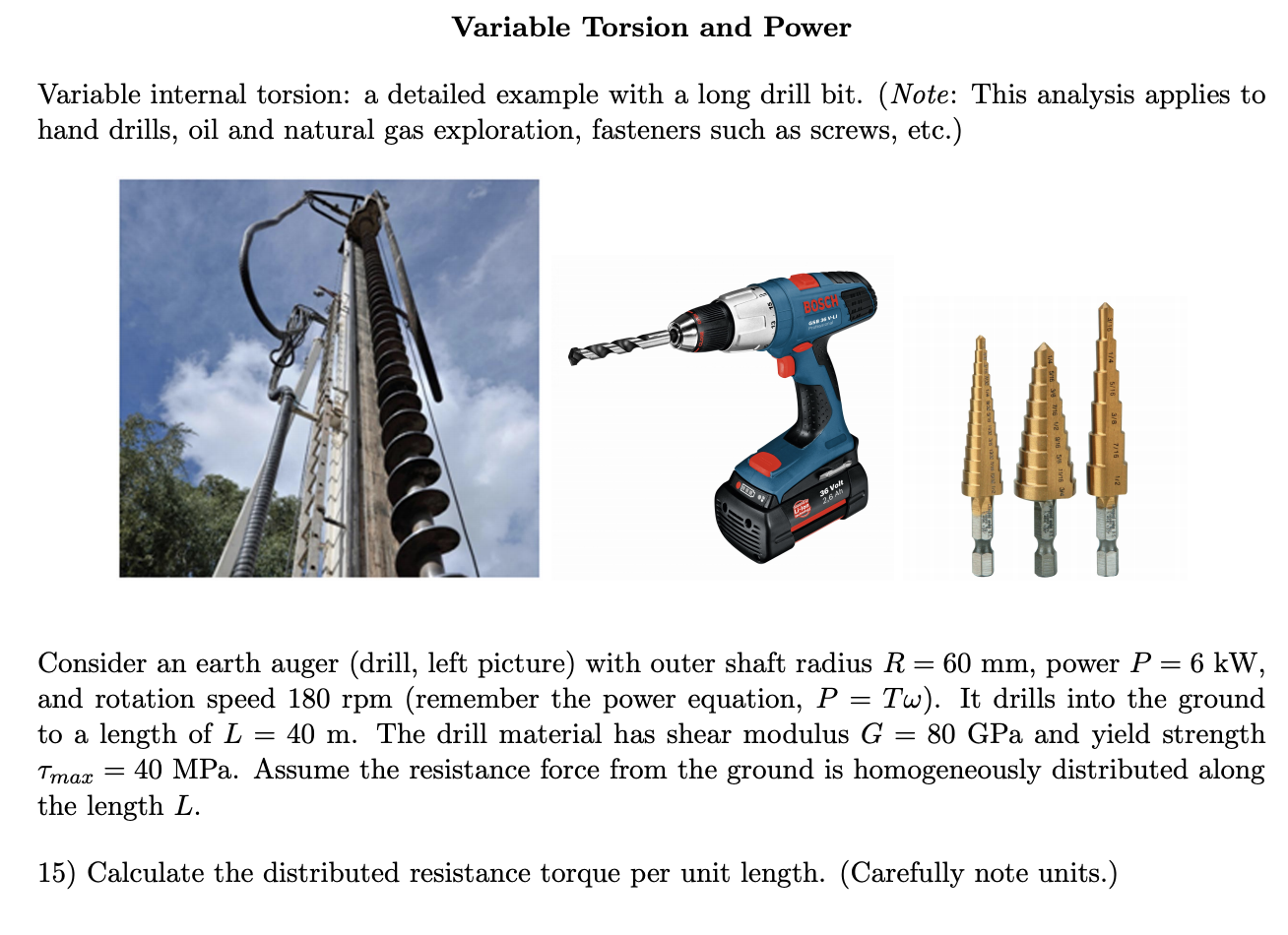 Solved Variable Torsion and Power Variable internal torsion: | Chegg.com